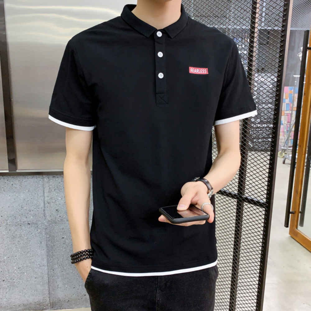 Mens Short Sleeve Layered Look Polo Short