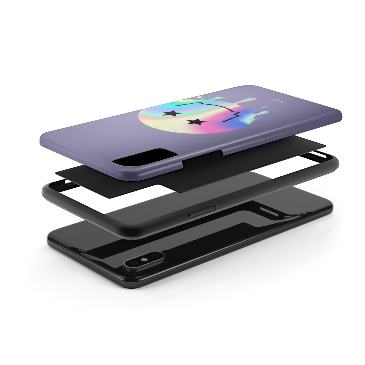 Happy Face with Stars Tough Case for iPhone with Wireless Charging