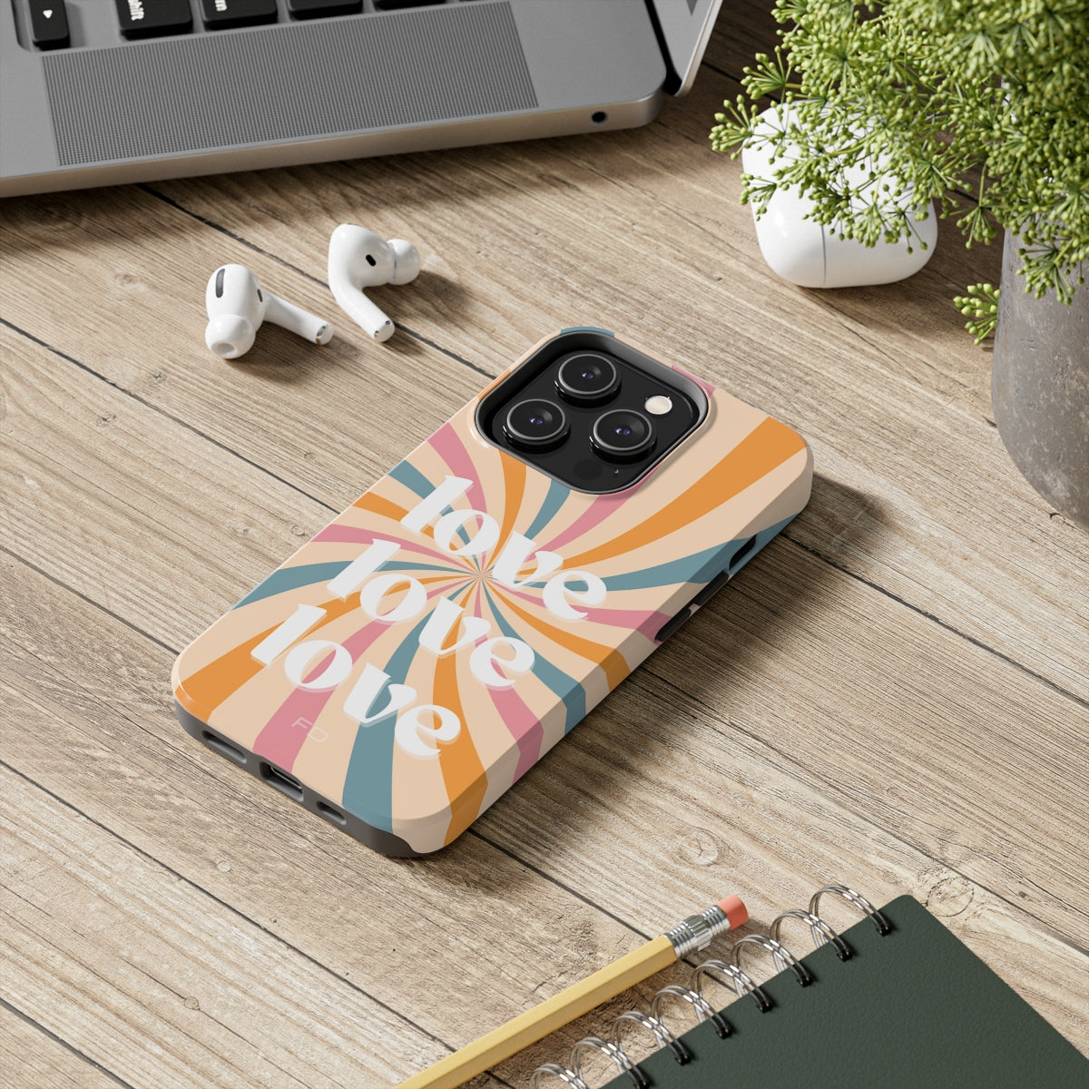 Love Retro Tough Case for iPhone with Wireless Charging