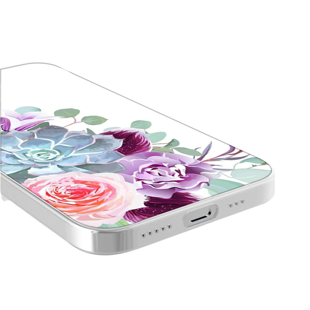 Floral Theme Silicone Protective Case for iPhone