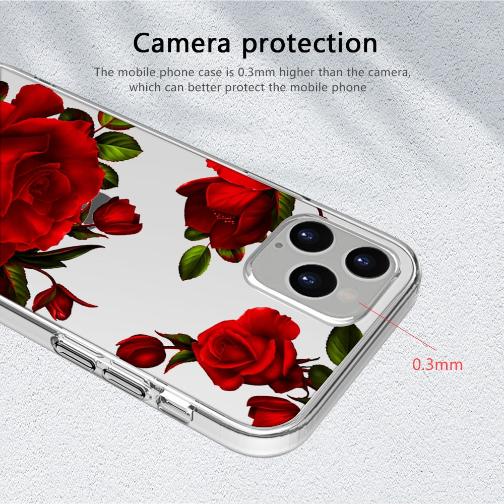Floral Theme Silicone Protective Case for iPhone