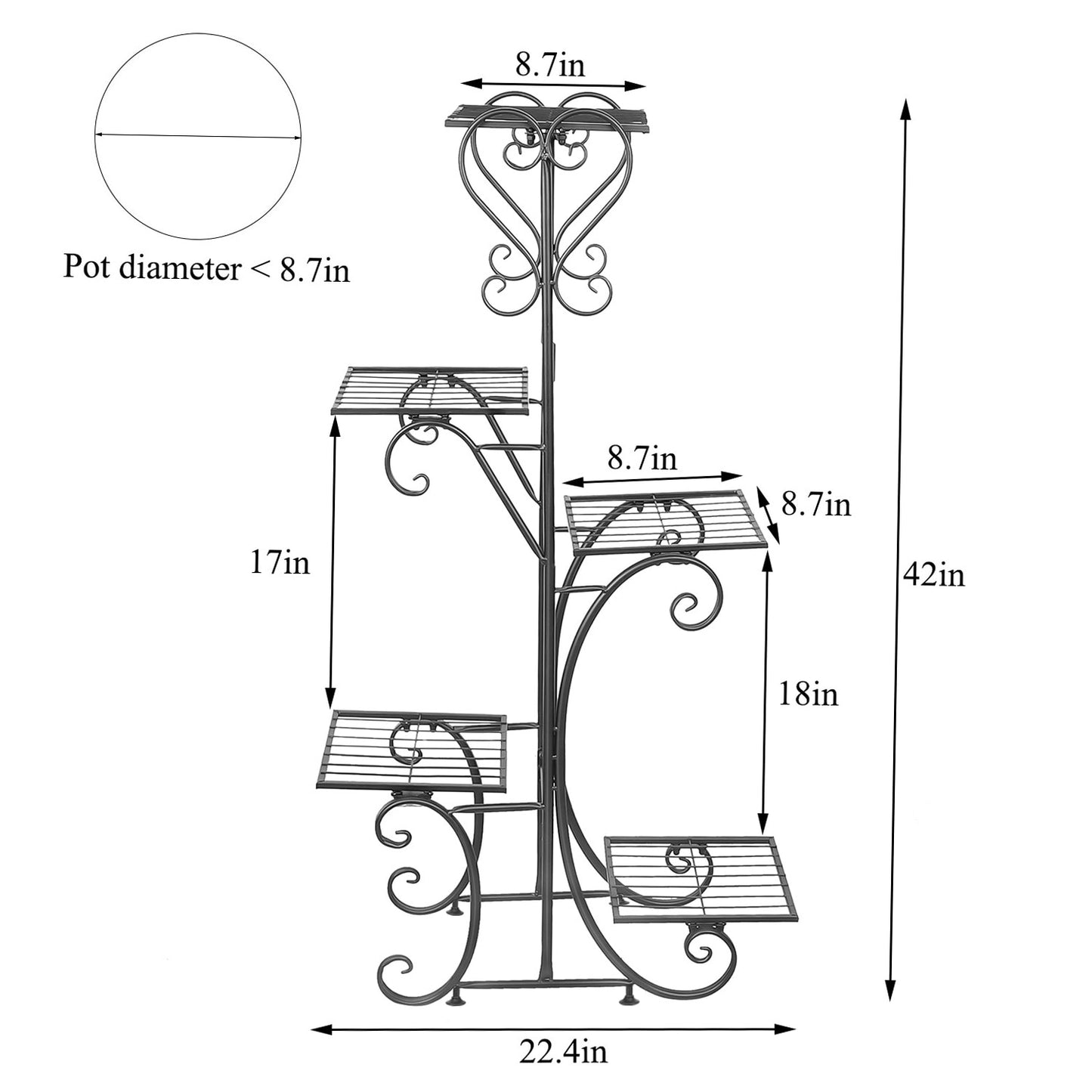 indoor and outdoor 5 Tier Metal Plant Stand