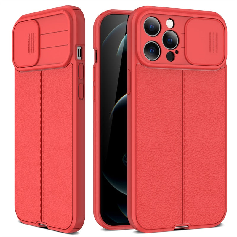 Lush Leather Protective Case with Camera Protector for iPhone