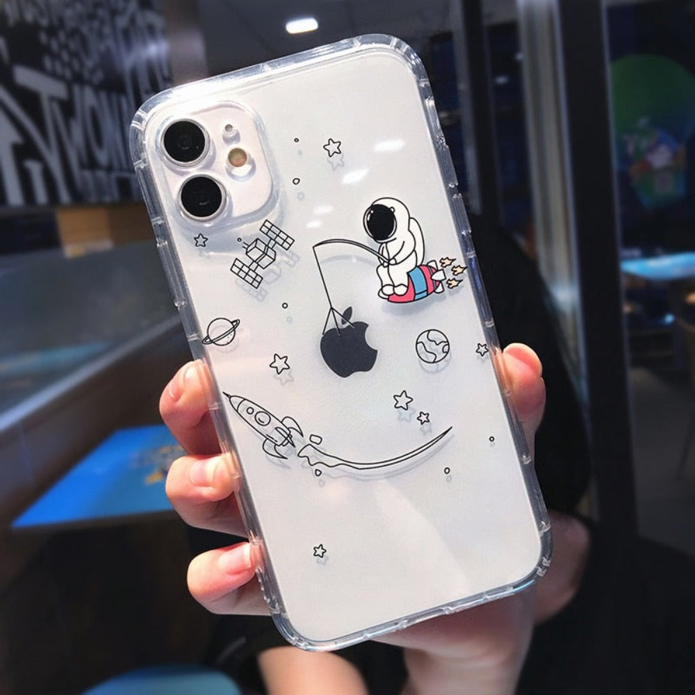 Cartoon Astronaut Theme Protective Case for iPhone