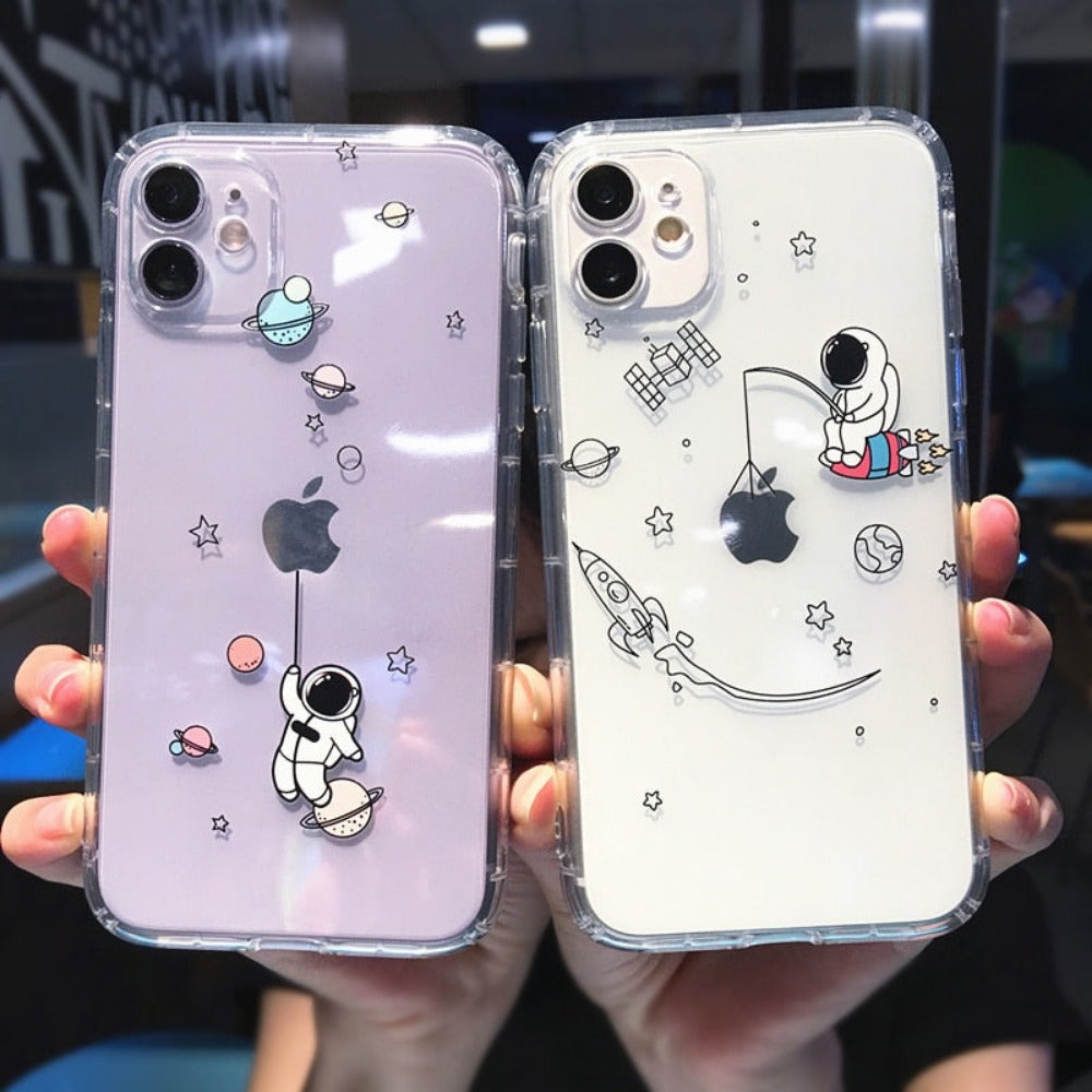 Cartoon Astronaut Theme Protective Case for iPhone