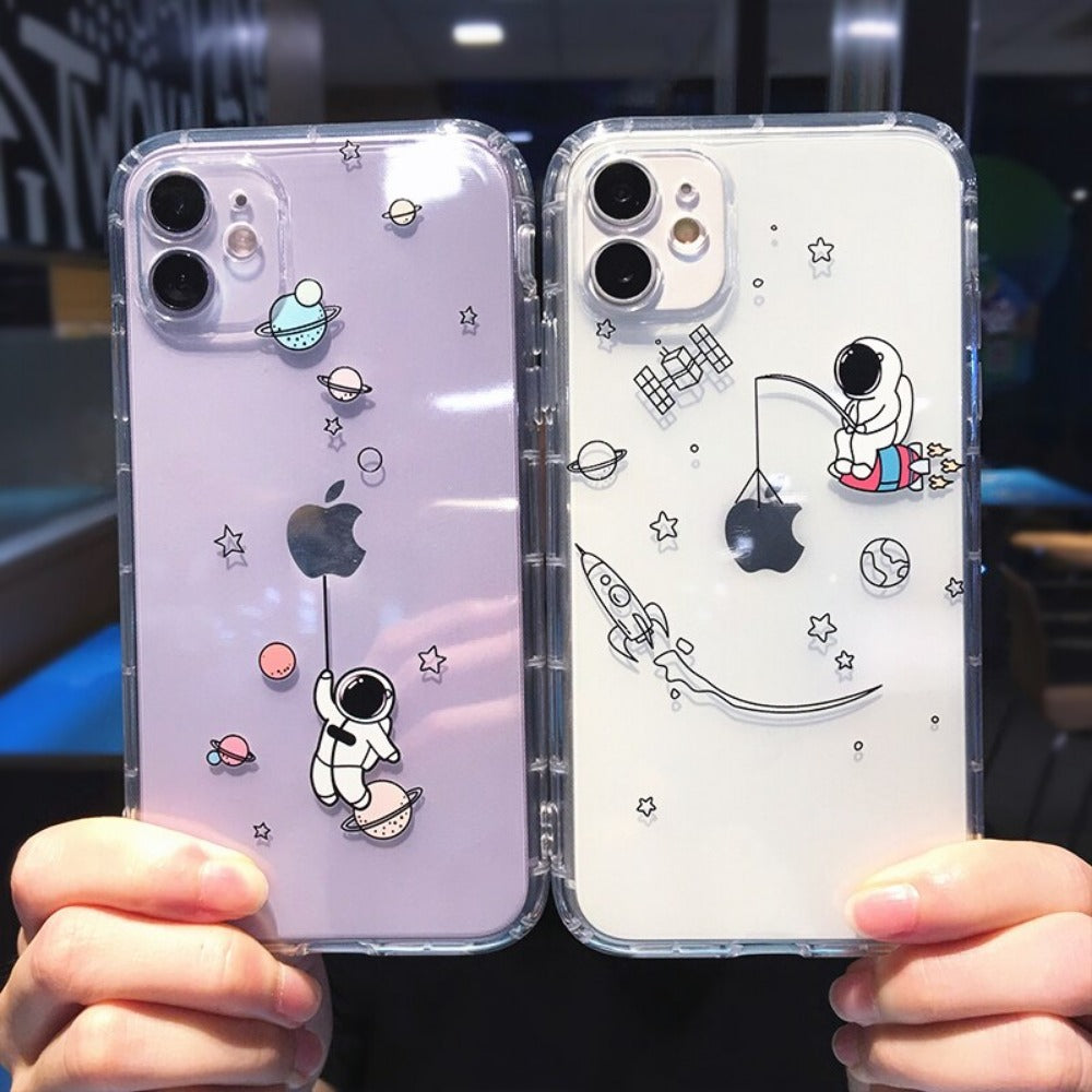 Cartoon Astronaut Theme Protective Case for iPhone