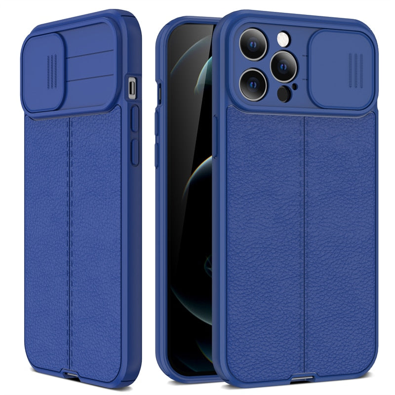 Lush Leather Protective Case with Camera Protector for iPhone