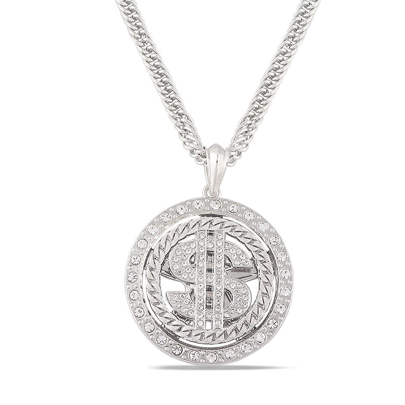 Hip Hop Rotating Dollar Sign Necklace