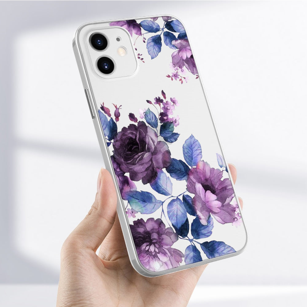 Floral Theme Silicone Protective Case for iPhone