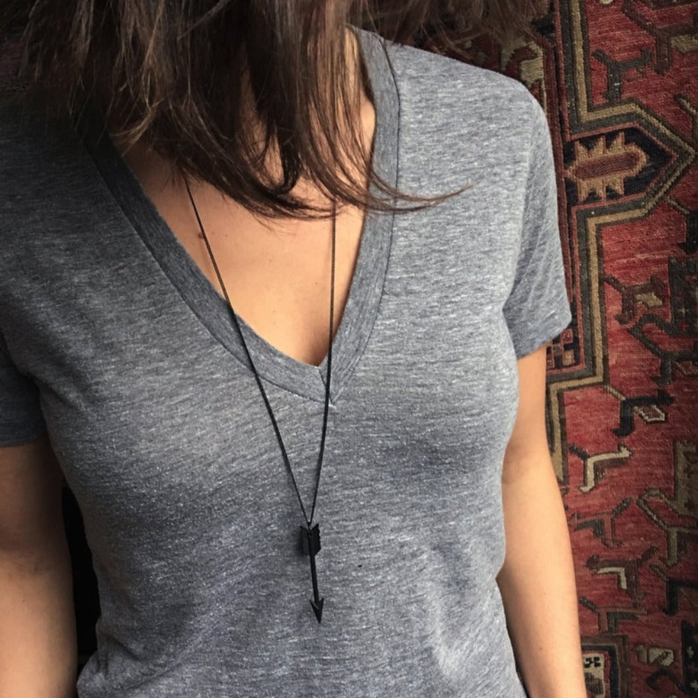 Unisex Long Necklace With Arrow Pendant