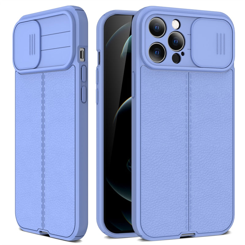 Lush Leather Protective Case with Camera Protector for iPhone