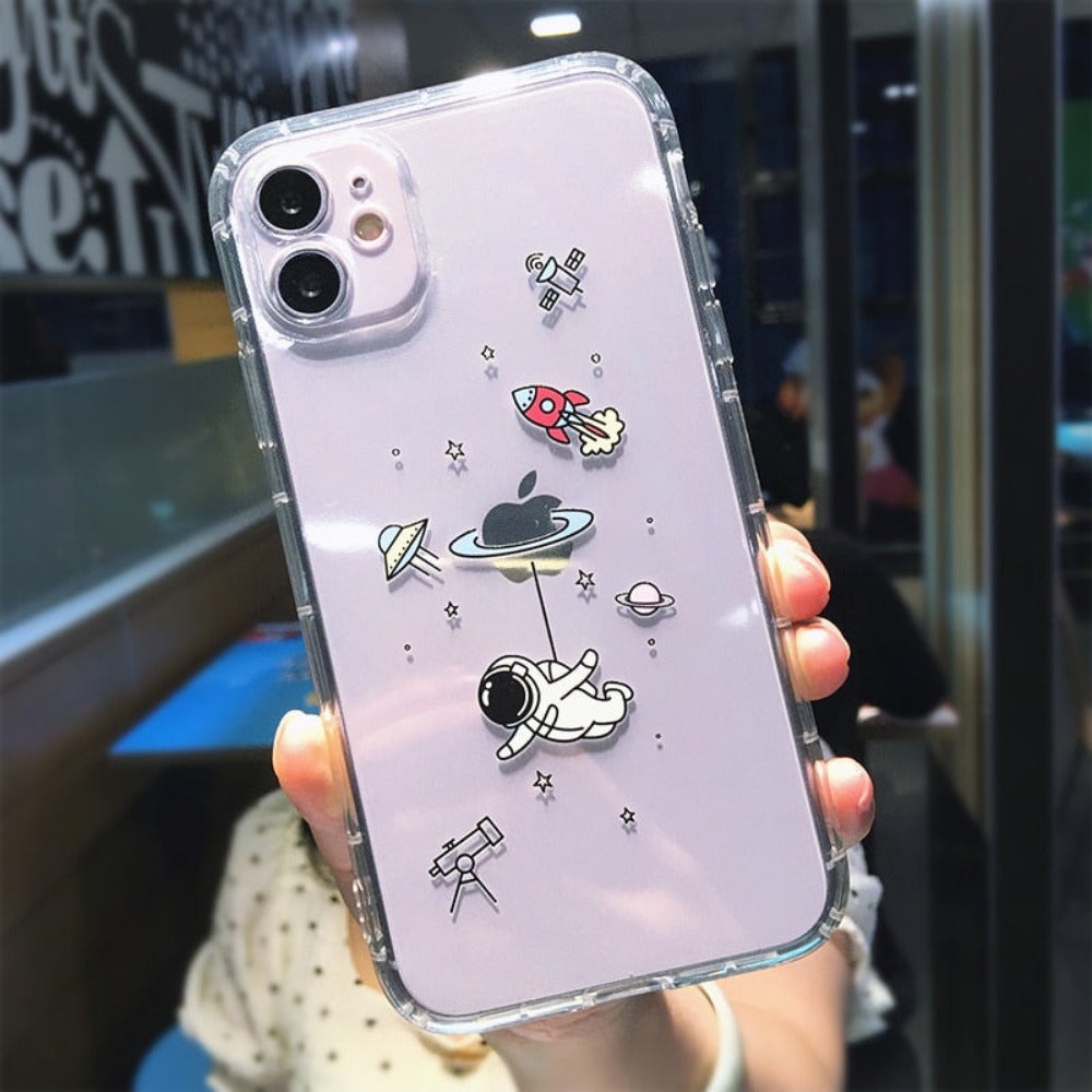 Cartoon Astronaut Theme Protective Case for iPhone