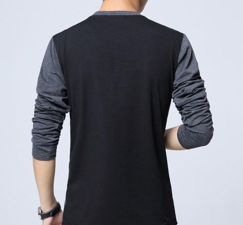Mens Dual Tone V Neck Long Sleeve Top