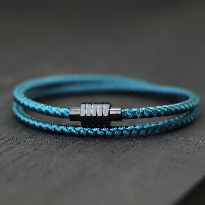 Layered Look Rope Style Bracelet With Magnetic Buckle