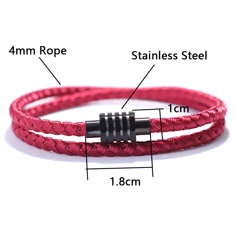 Layered Look Rope Style Bracelet With Magnetic Buckle