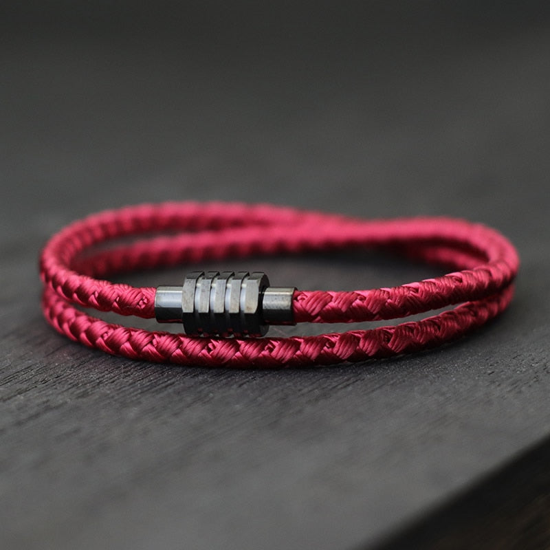 Layered Look Rope Style Bracelet With Magnetic Buckle