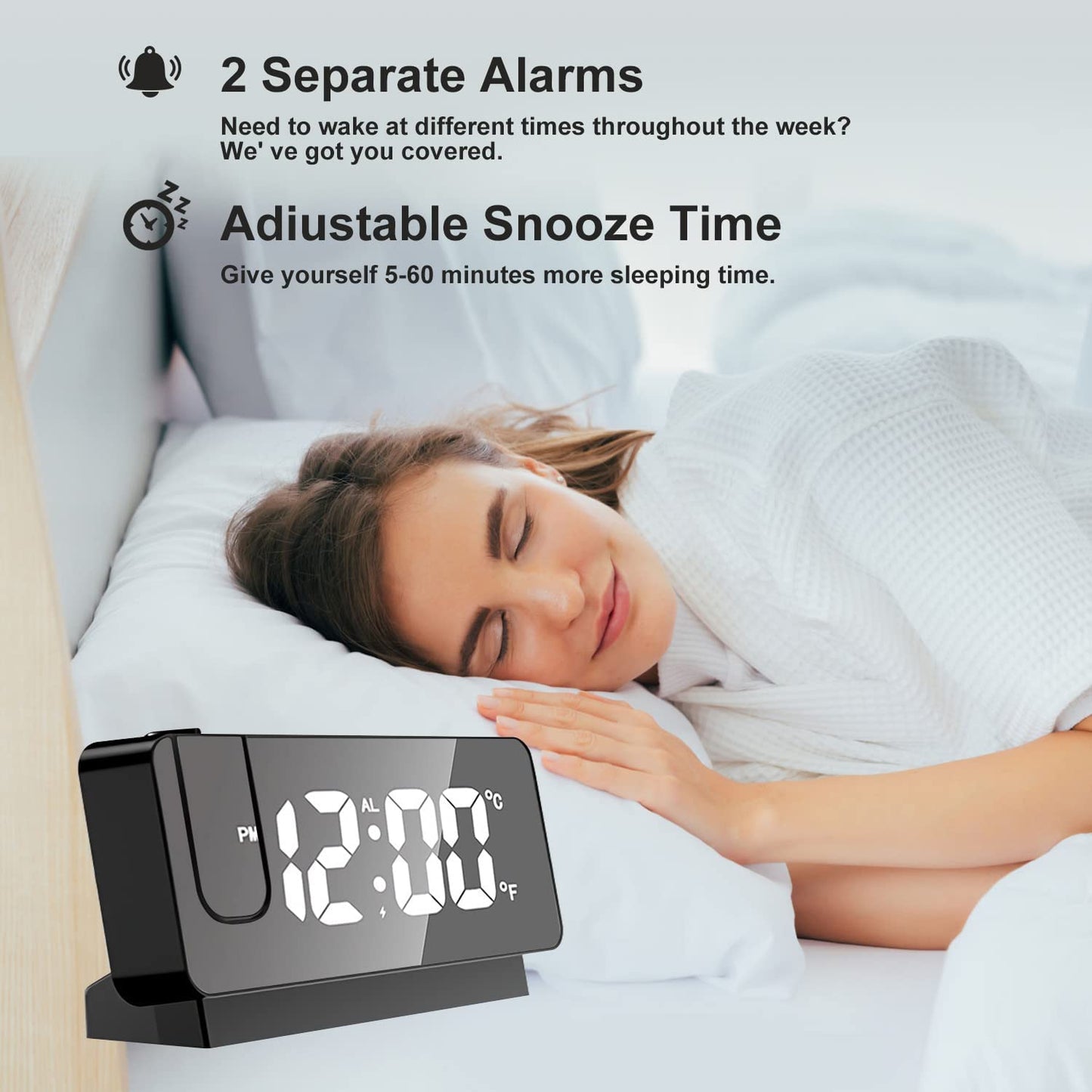 Adjustable LED Digital Projection Alarm Clock