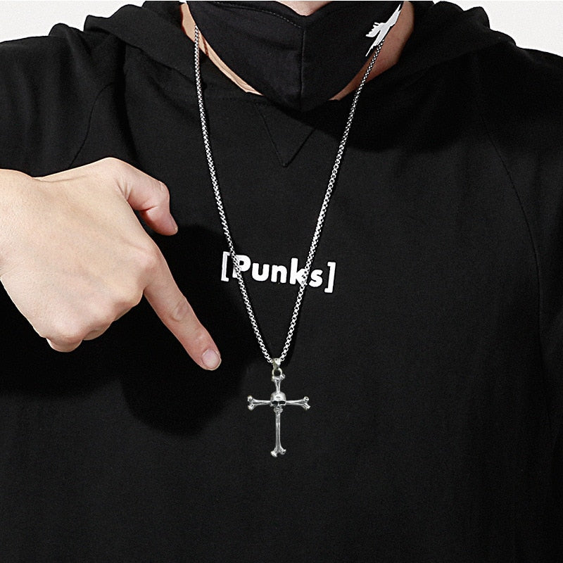 Skull On Cross Necklace