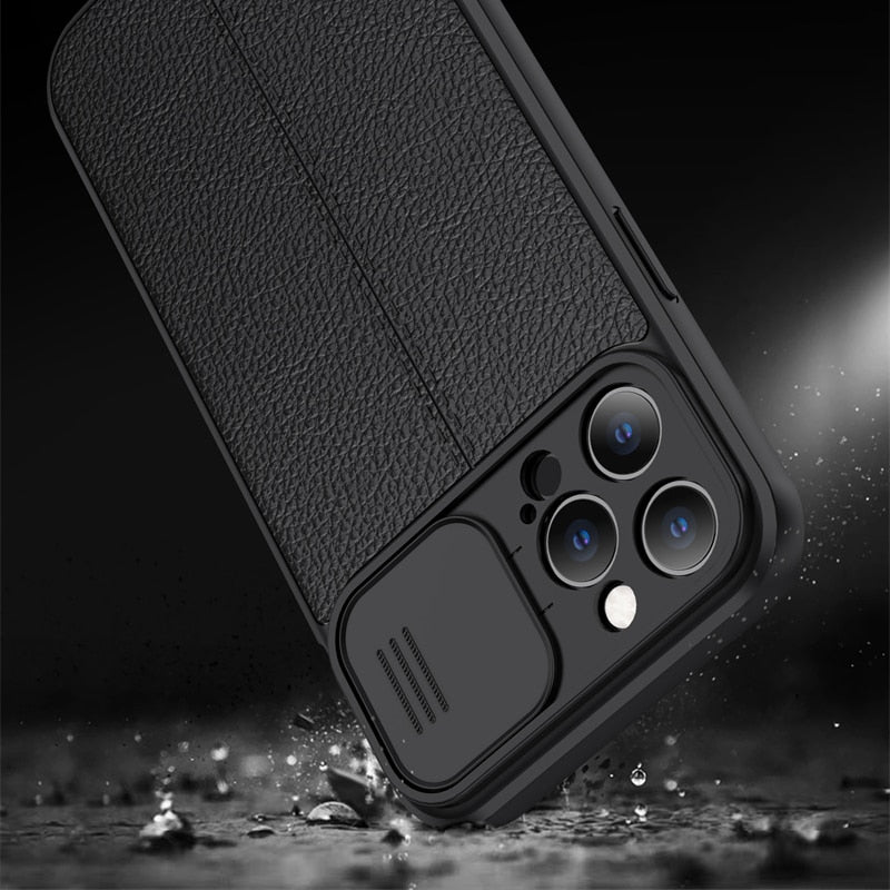 Lush Leather Protective Case with Camera Protector for iPhone