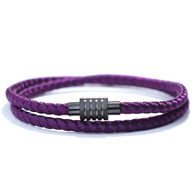 Layered Look Rope Style Bracelet With Magnetic Buckle