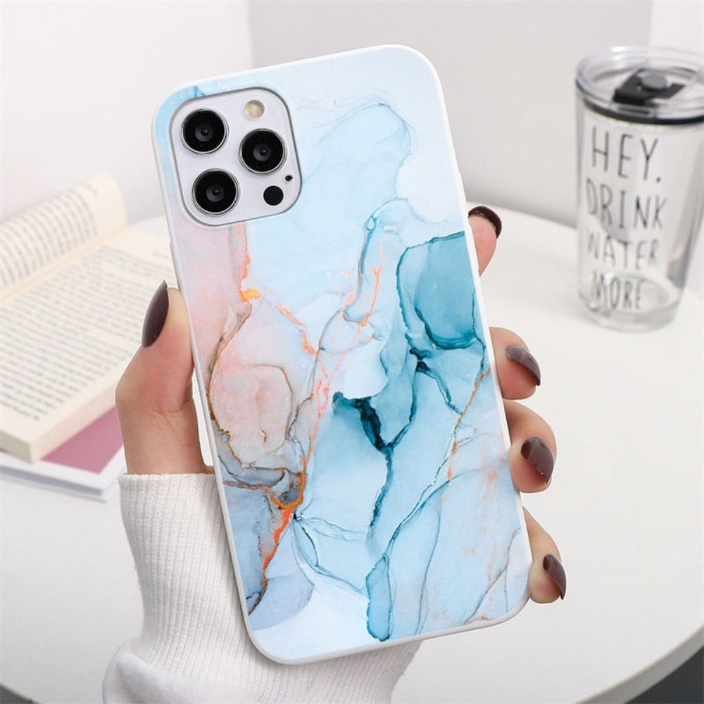 Colorful Marble Theme Protective Case for iPhone