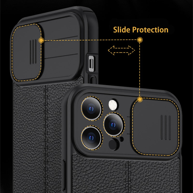 Lush Leather Protective Case with Camera Protector for iPhone