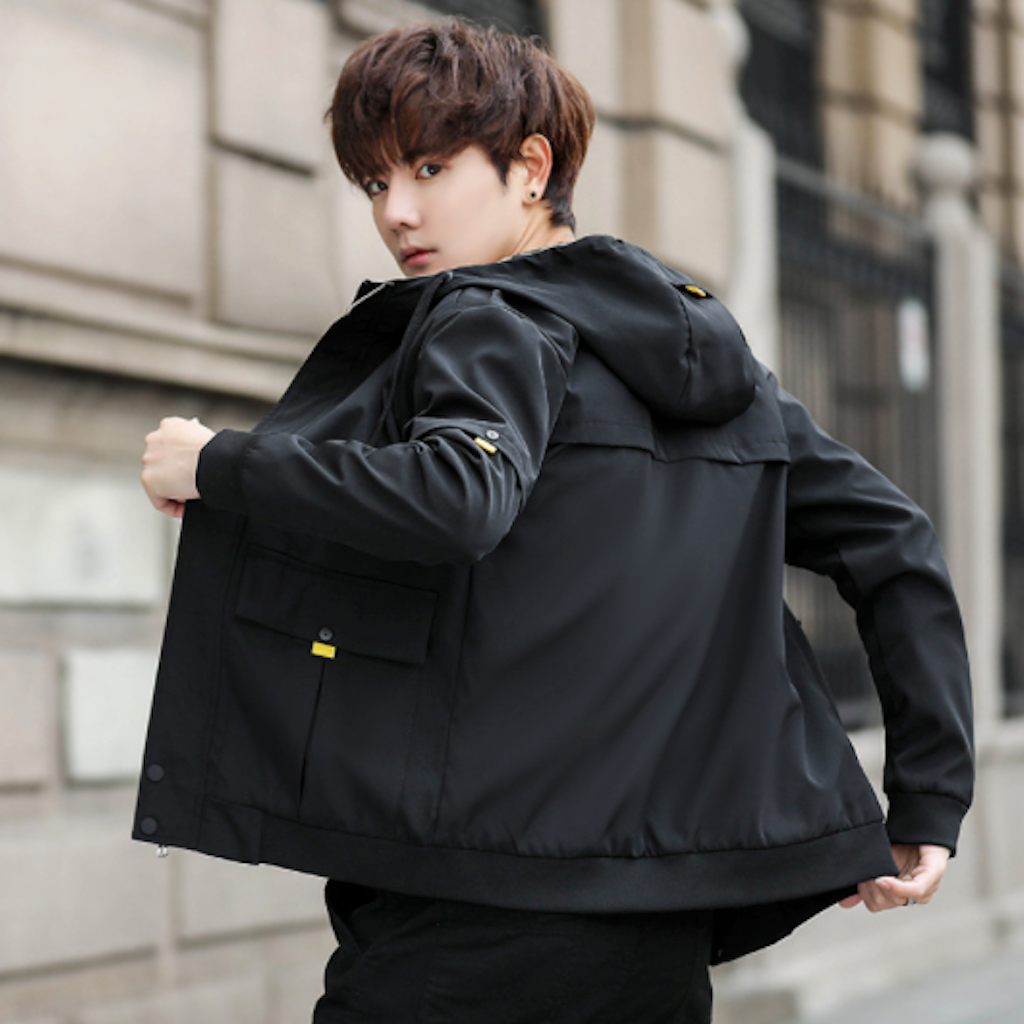 Mens Hooded Zipper Jacket With Camouflage Inner
