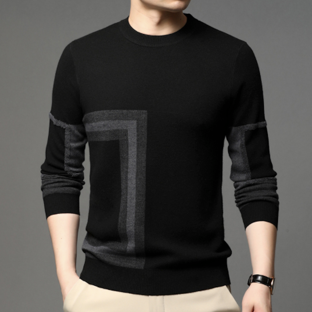 Mens Round Neck Knit Sweater with Prints