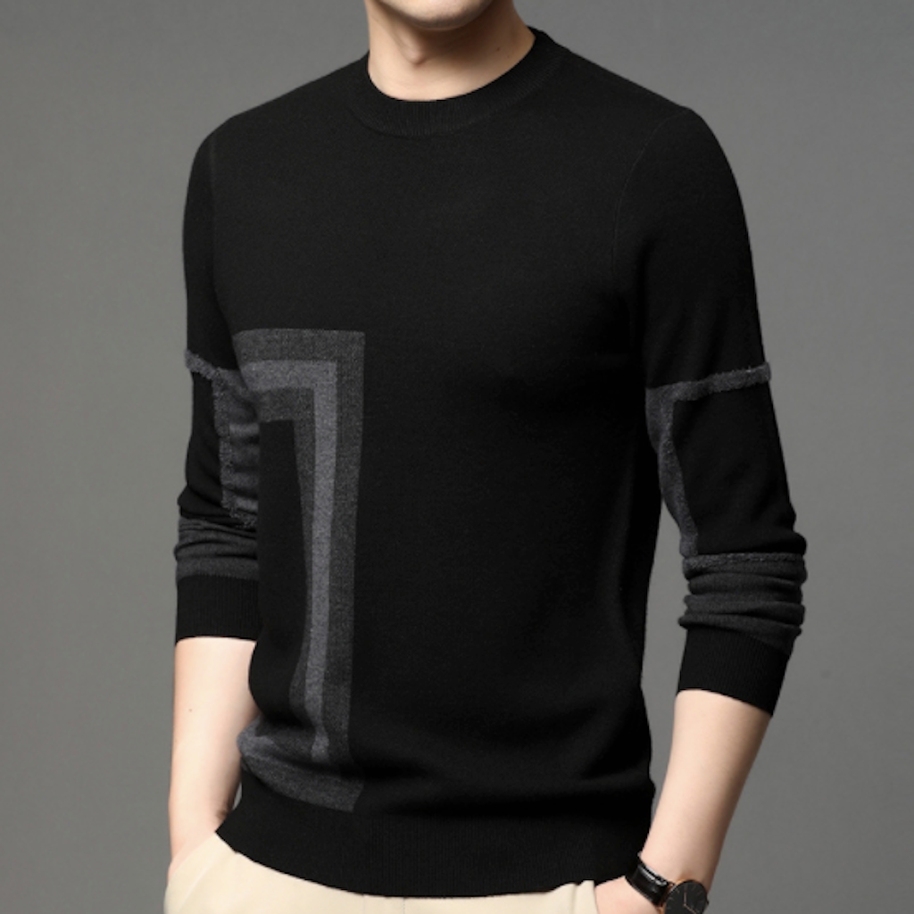 Mens Round Neck Knit Sweater with Prints
