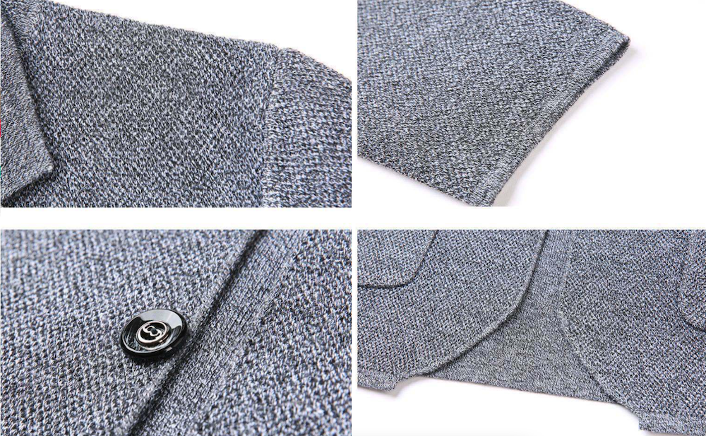 Mens Stand Collar Knit Blazer Cardigan