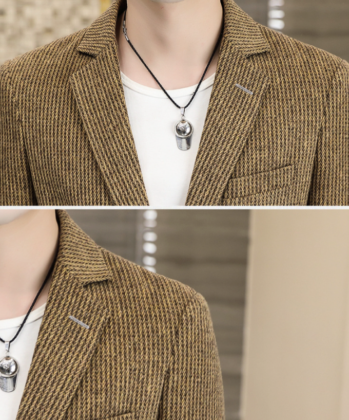 Mens Single Button Striped Casual Blazer