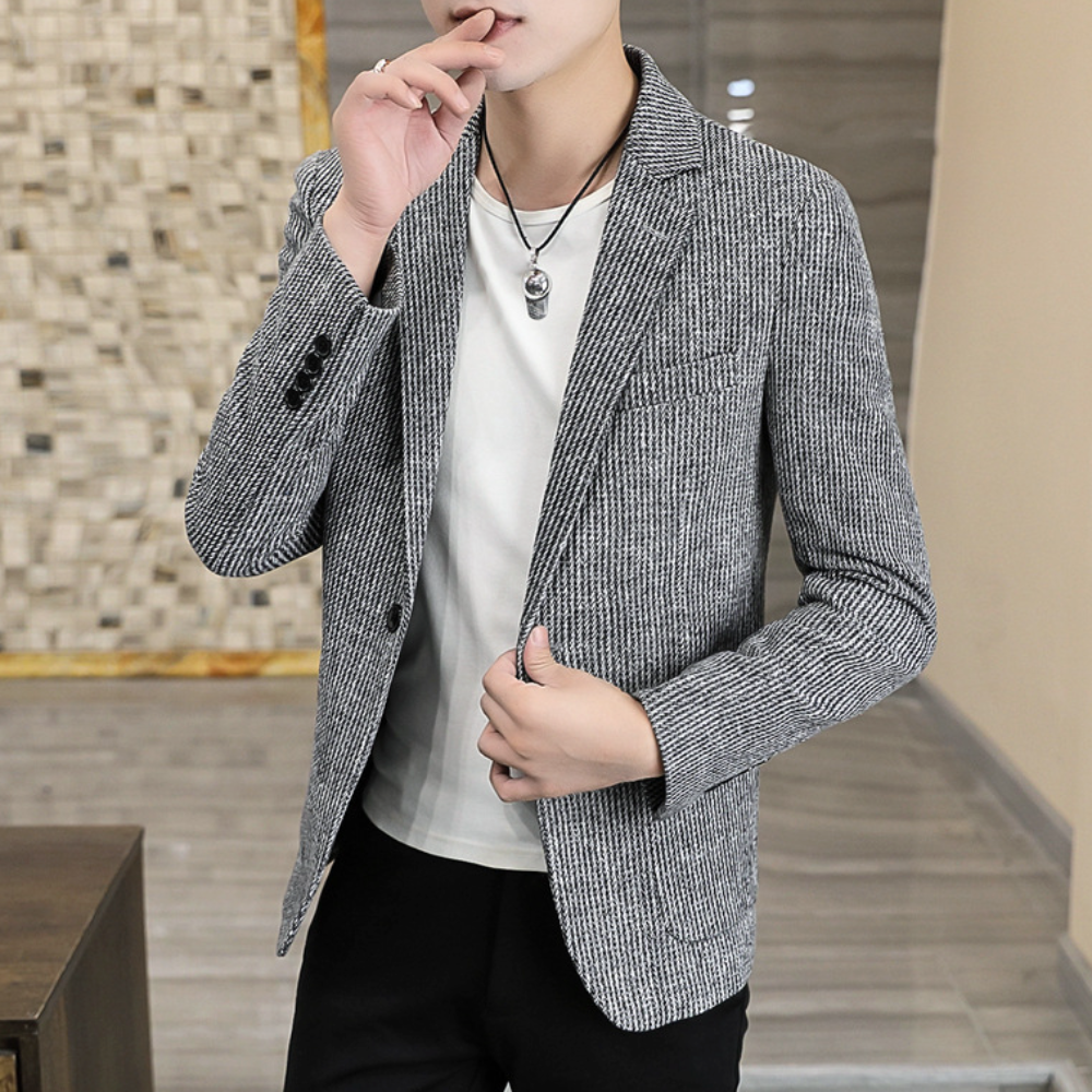Mens Single Button Striped Casual Blazer