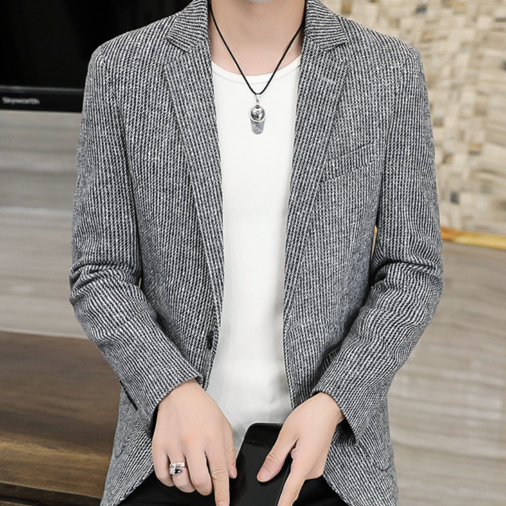 Mens Single Button Striped Casual Blazer