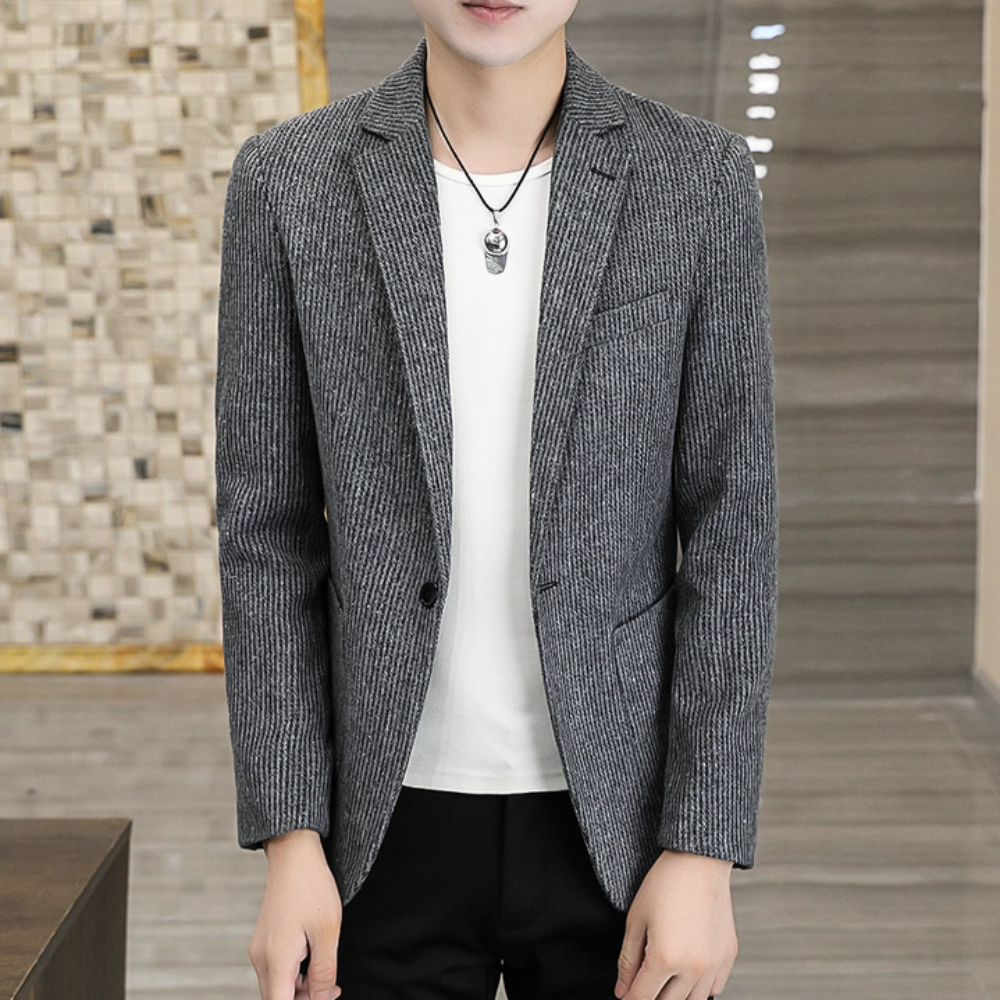 Mens Single Button Striped Casual Blazer