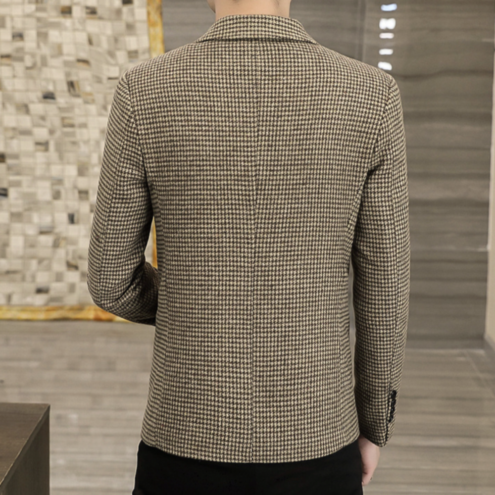 Mens Houndstooth Single Breasted Blazer