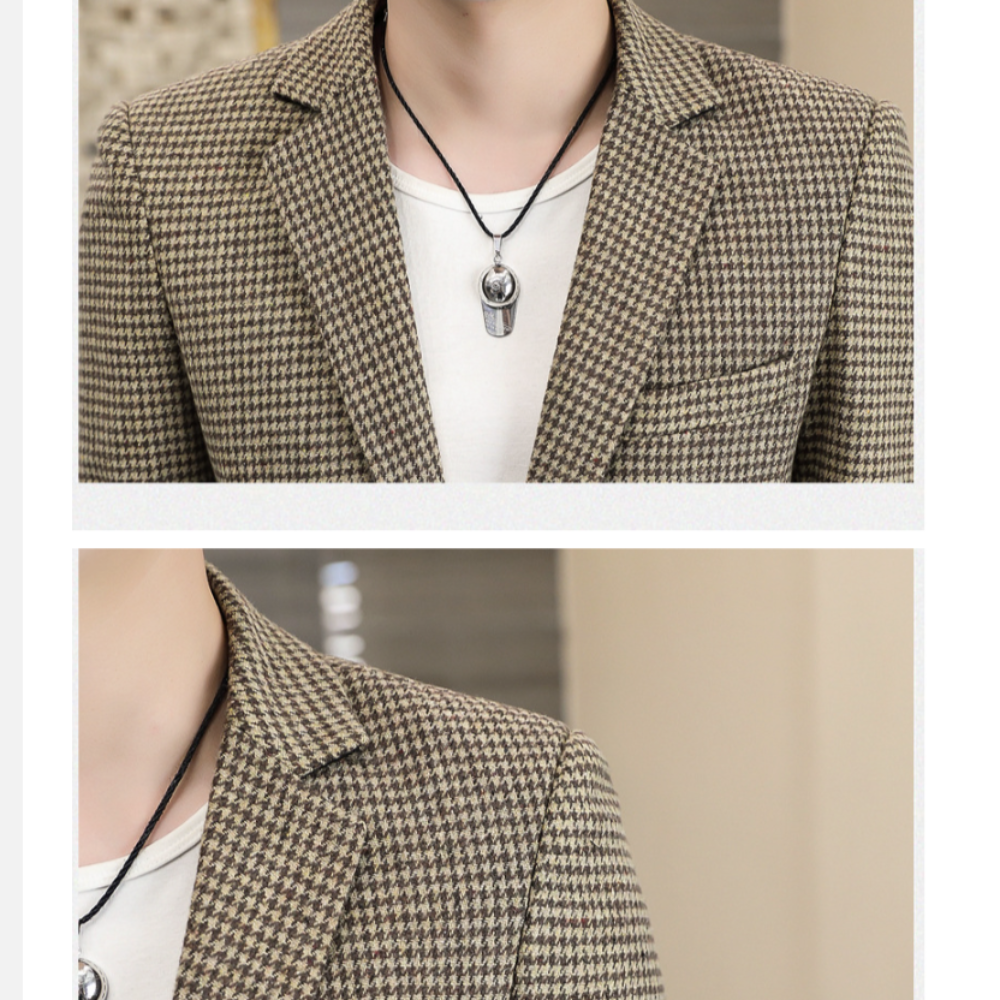 Mens Houndstooth Single Breasted Blazer