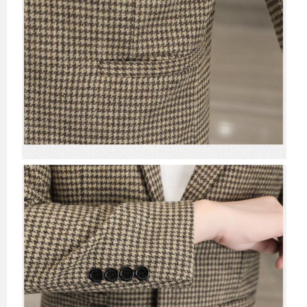 Mens Houndstooth Single Breasted Blazer