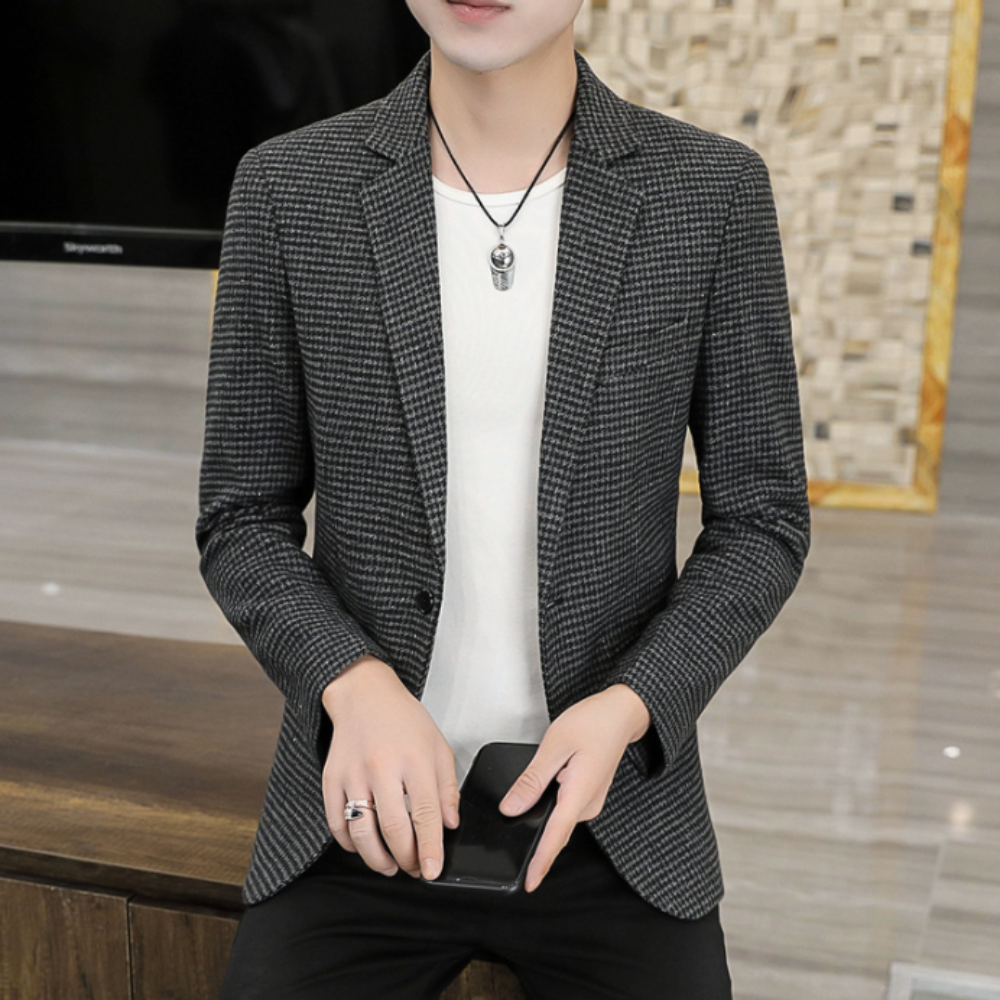 Mens Houndstooth Single Breasted Blazer