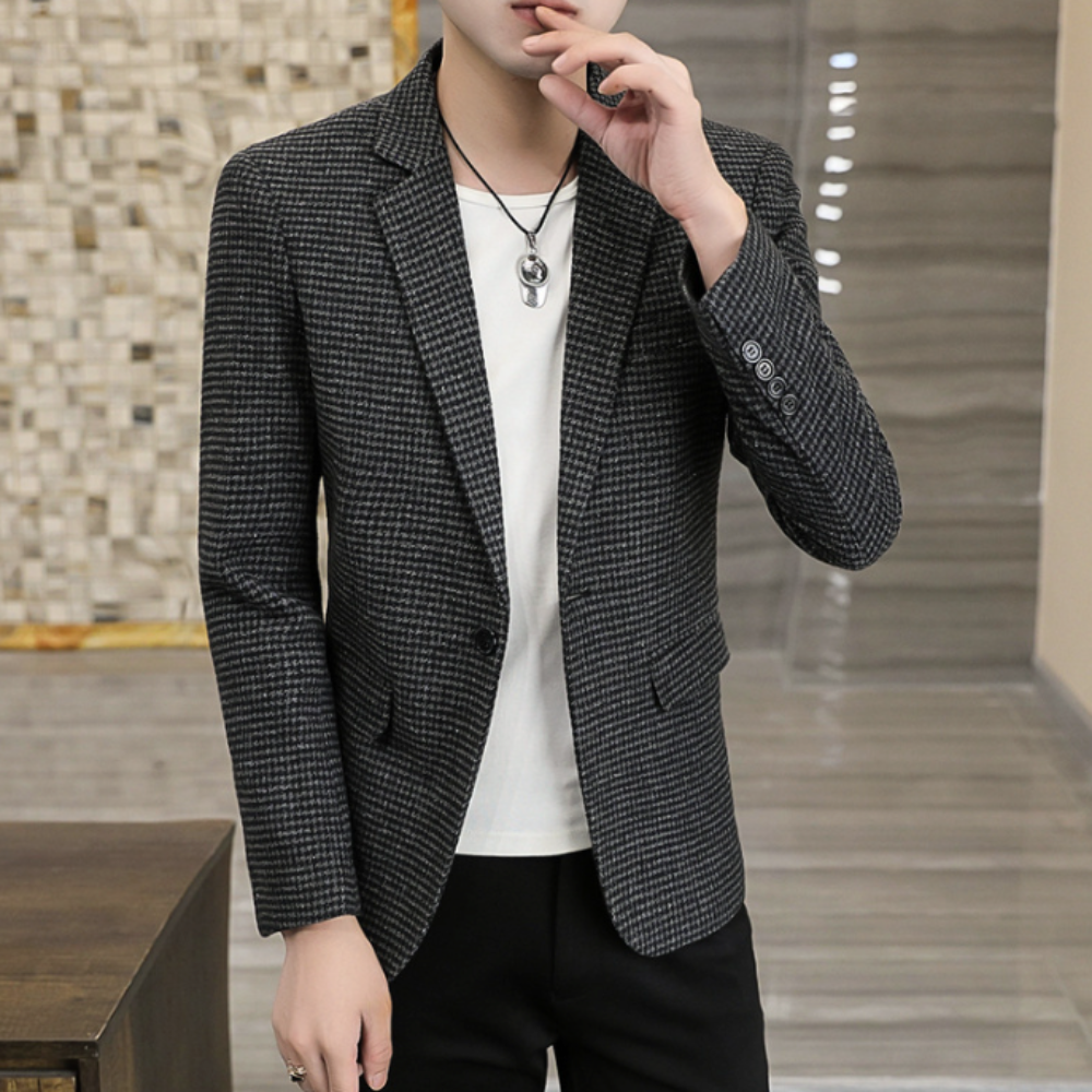 Mens Houndstooth Single Breasted Blazer