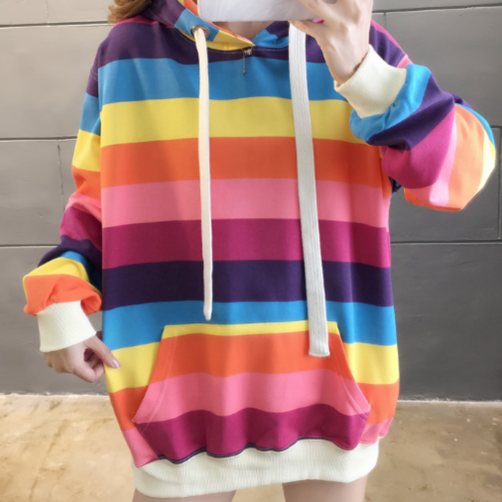 Womens Color Block Hooded Sweater