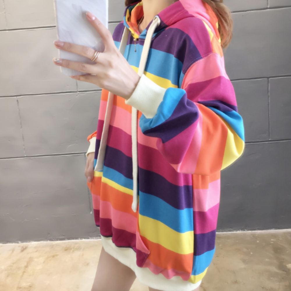 Womens Color Block Hooded Sweater