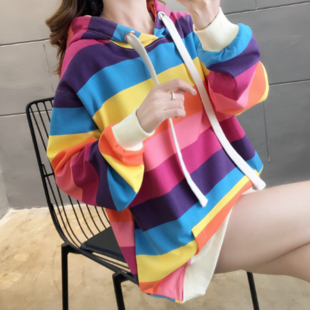 Womens Color Block Hooded Sweater