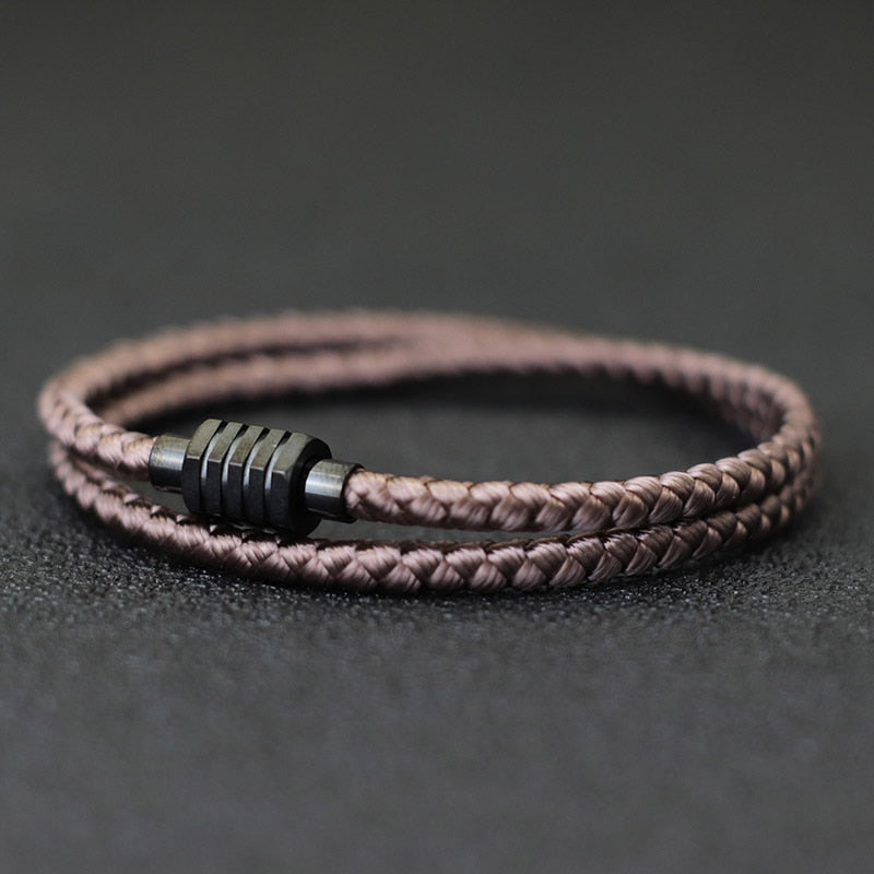 Layered Look Rope Style Bracelet With Magnetic Buckle