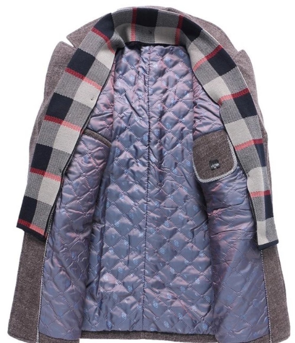 Mens Classic Button Front Layered Look Military Coat