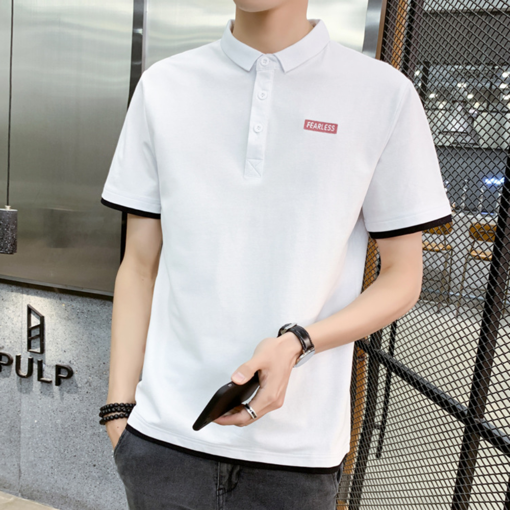 Mens Short Sleeve Layered Look Polo Short