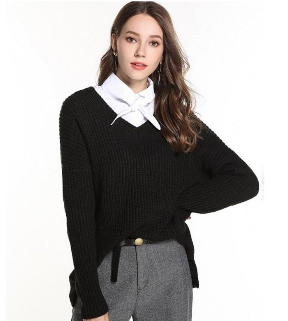 Womens Casual V Neck Sweater