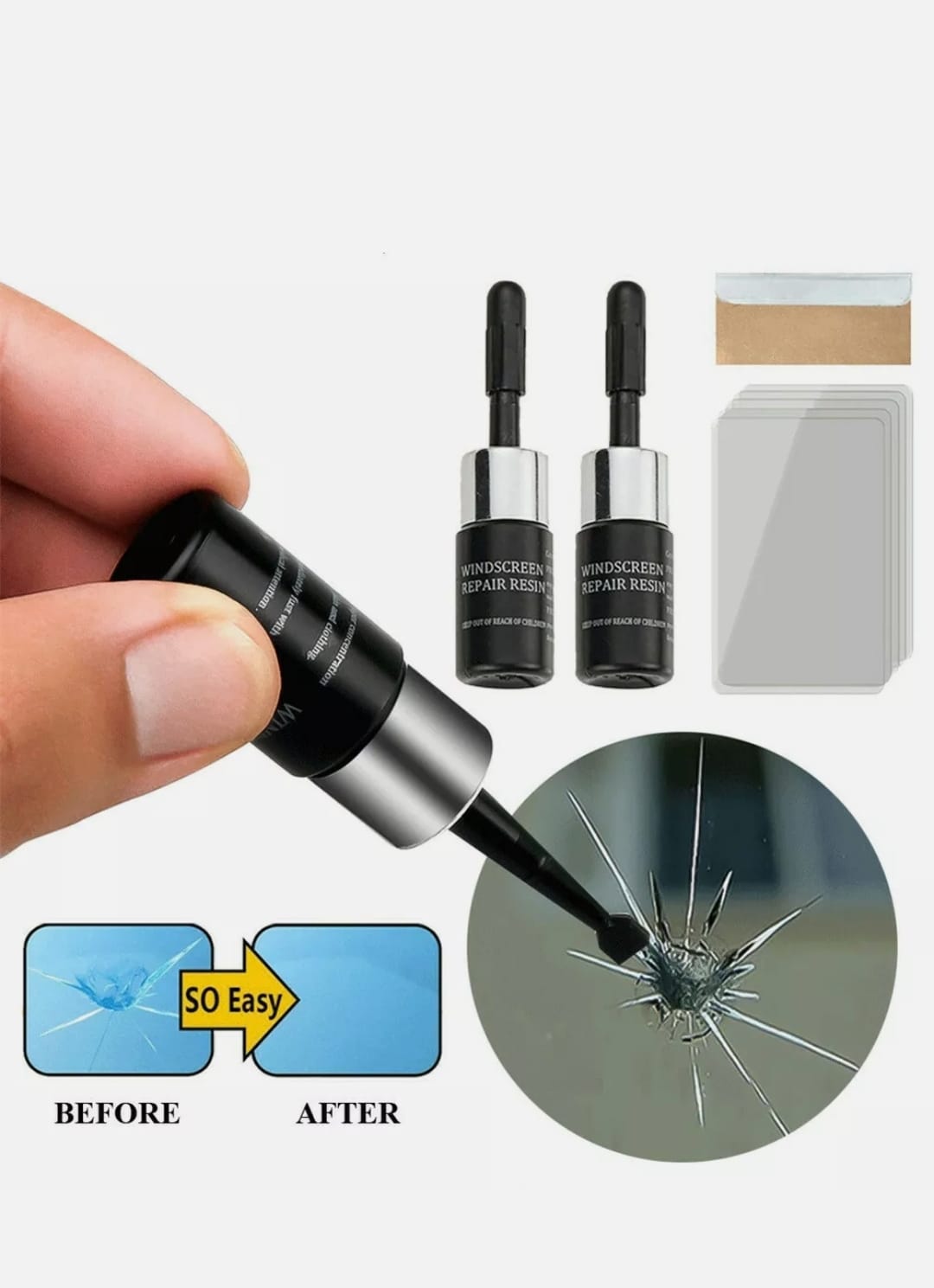 Auto Glass Windshield Repair Resin Kit 5 Bottles Set
