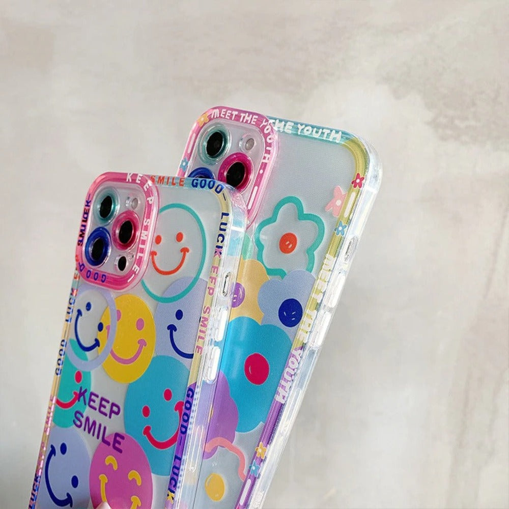 Cartoon Colorful Flower Theme 360 Protective Case for iPhone