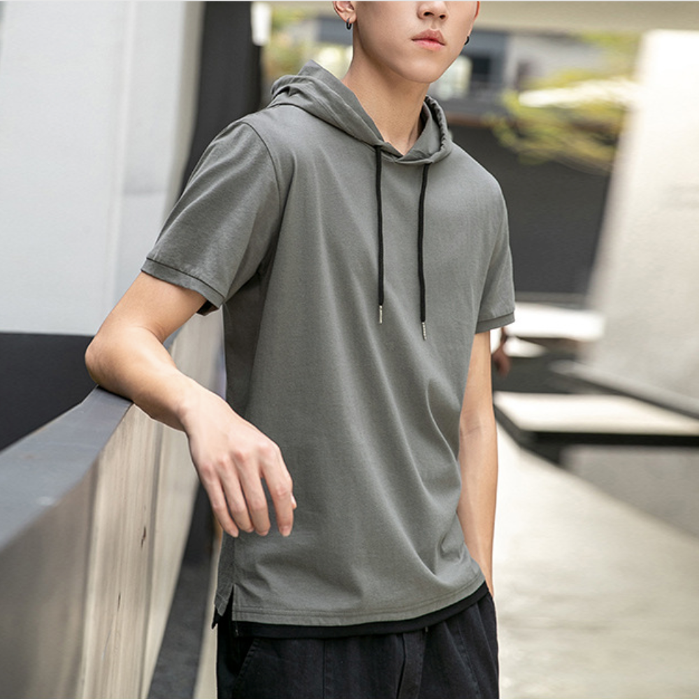 Mens Hooded Short Sleeve T-Shirt