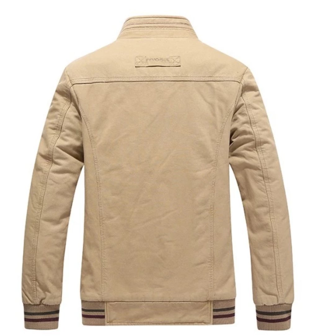 Mens Stand Collar Military Pilot Jacket with Inner Warming Layer